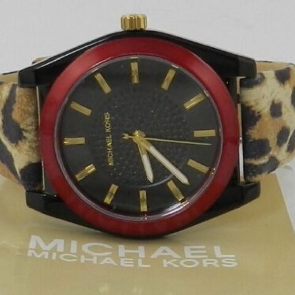 MICHAEL KORS Women's Channing Animal Print Leather Strap Watch 40mm - Picture 5 of 7